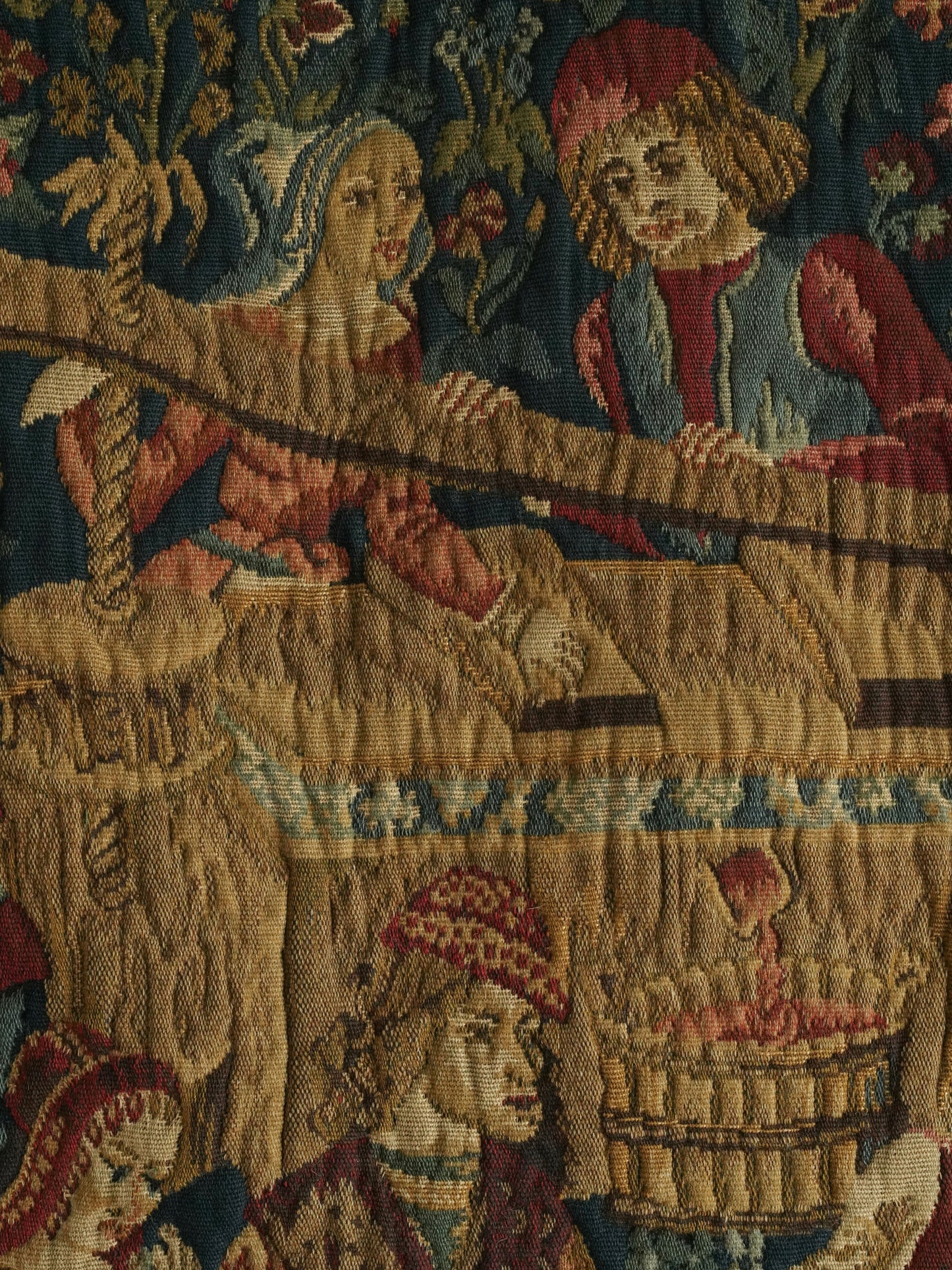 Grape Harvest Jacquard Tapestry — 20th Century French Wall Hanging by La Filandière