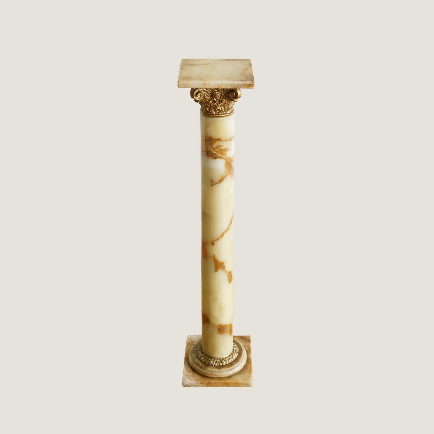 Italian Antique Brass and Marble Pedestal — Classical Decorative Column