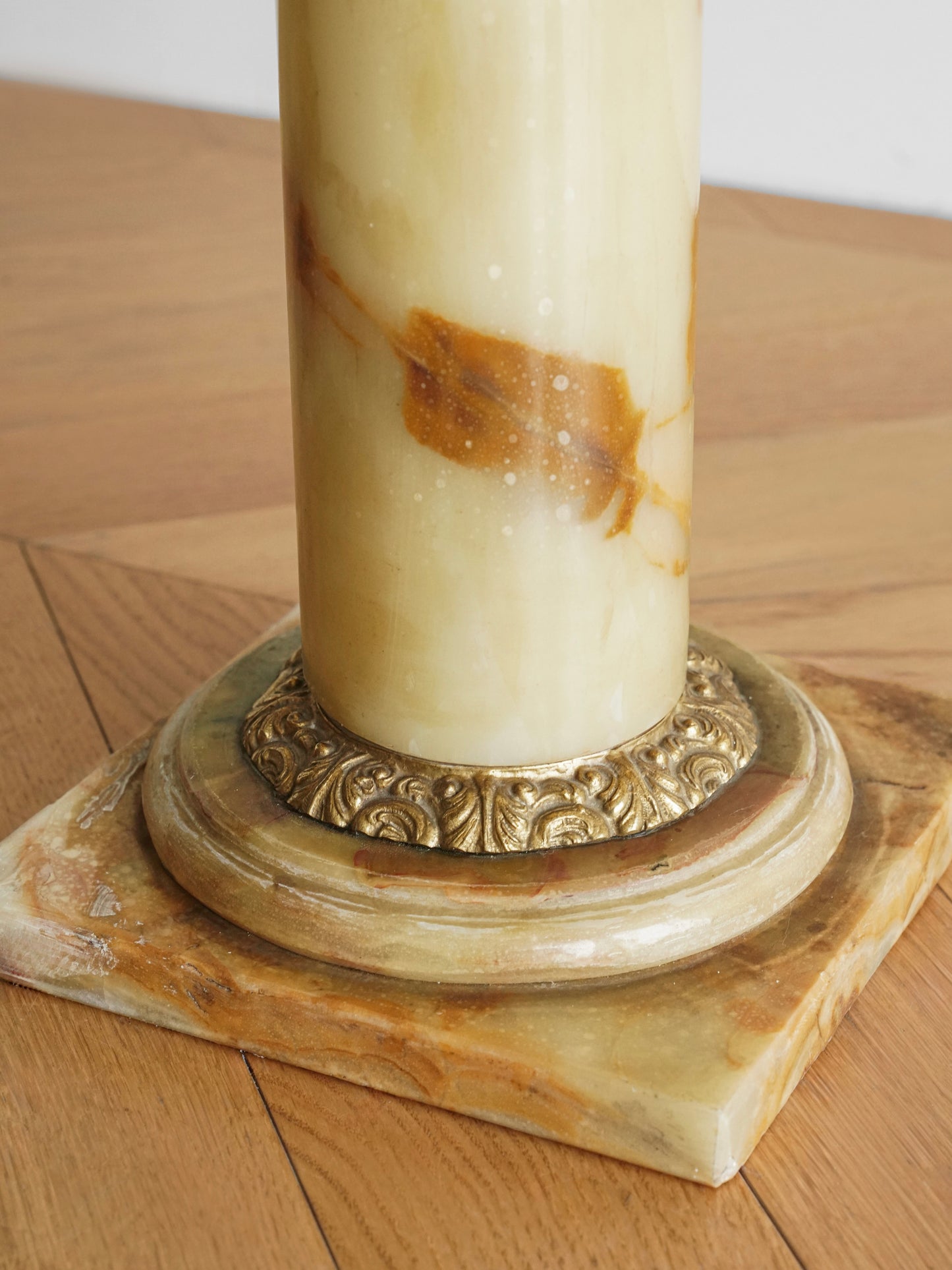Italian Antique Brass and Marble Pedestal — Classical Decorative Column