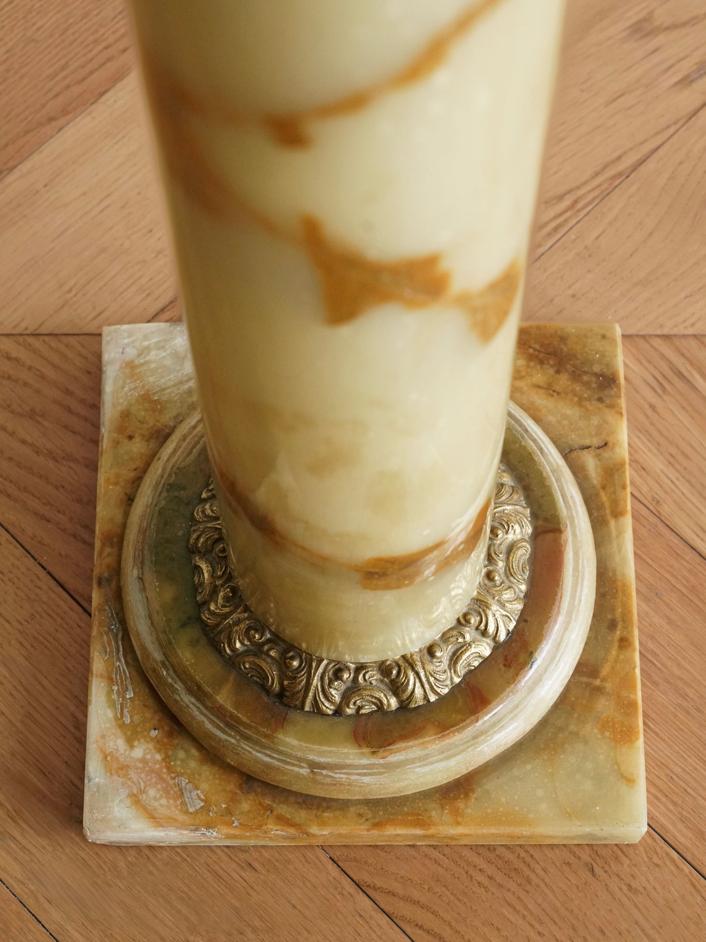 Italian Antique Brass and Marble Pedestal — Classical Decorative Column