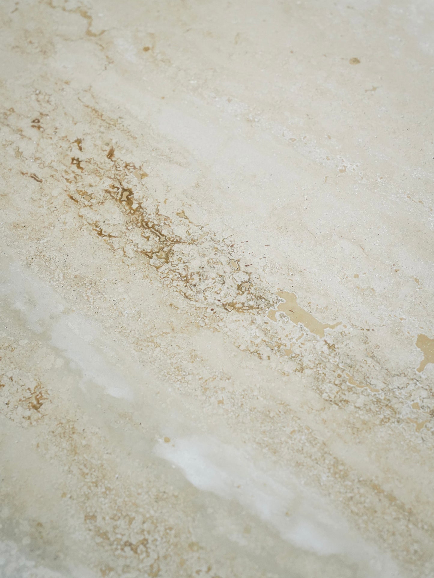 British Vintage Travertine Coffee Table — Sculptural Stone Minimalist Design