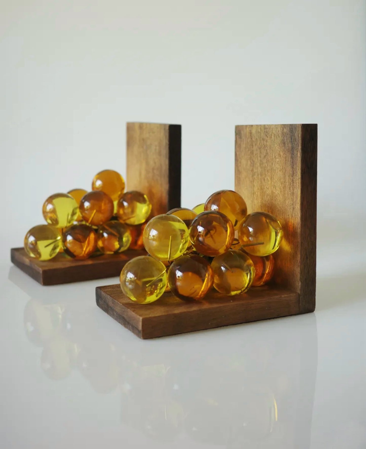 Amber Grape Cluster Bookends – USA, 1960s