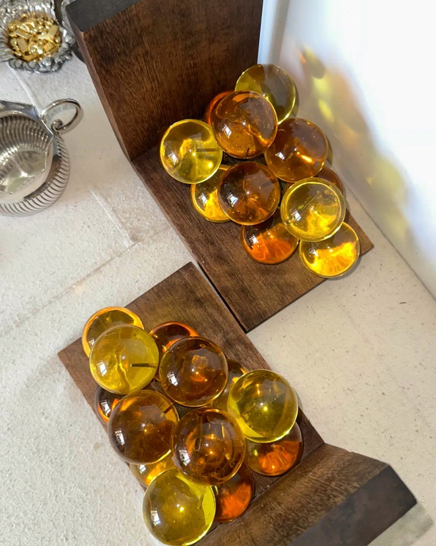 Amber Grape Cluster Bookends – USA, 1960s
