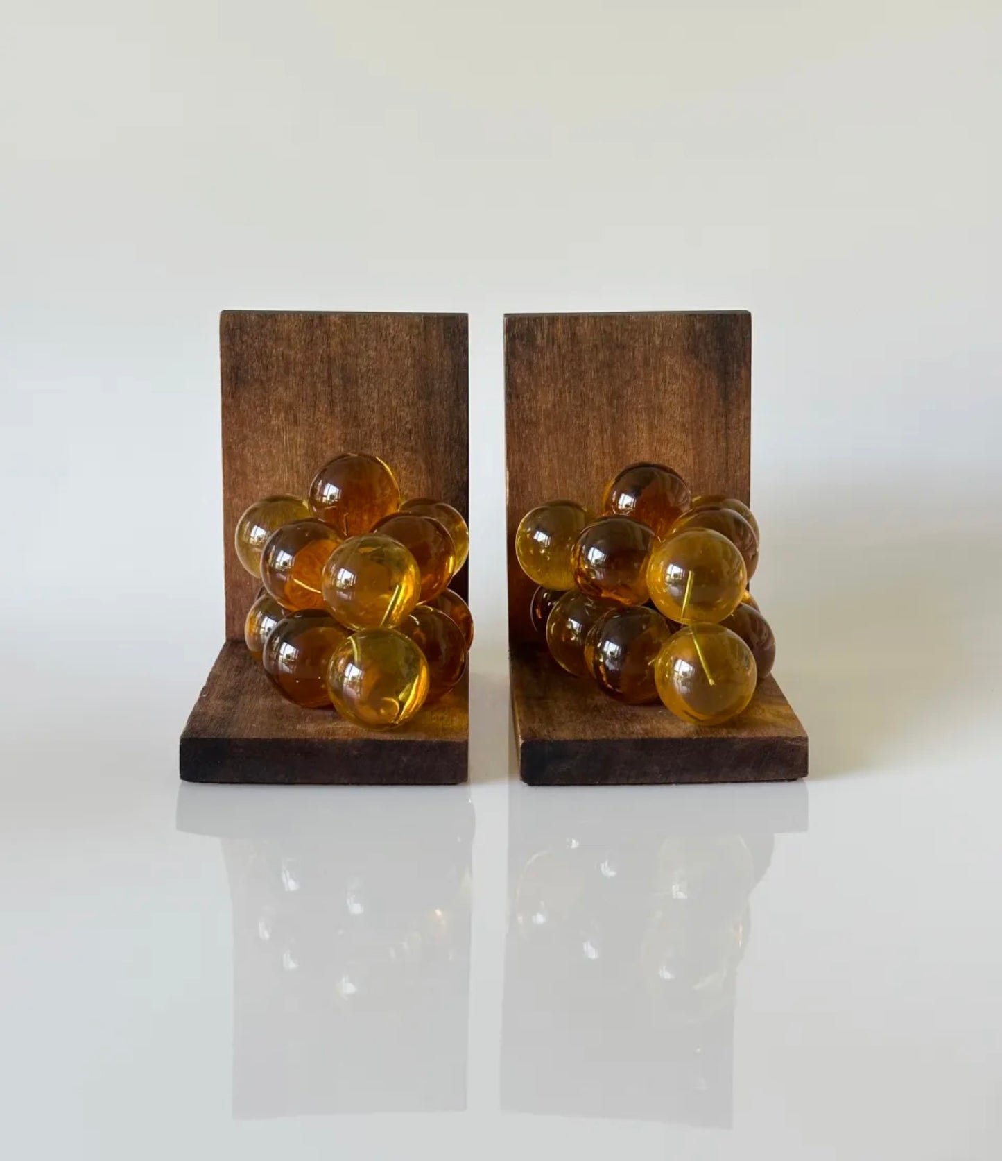 Amber Grape Cluster Bookends – USA, 1960s