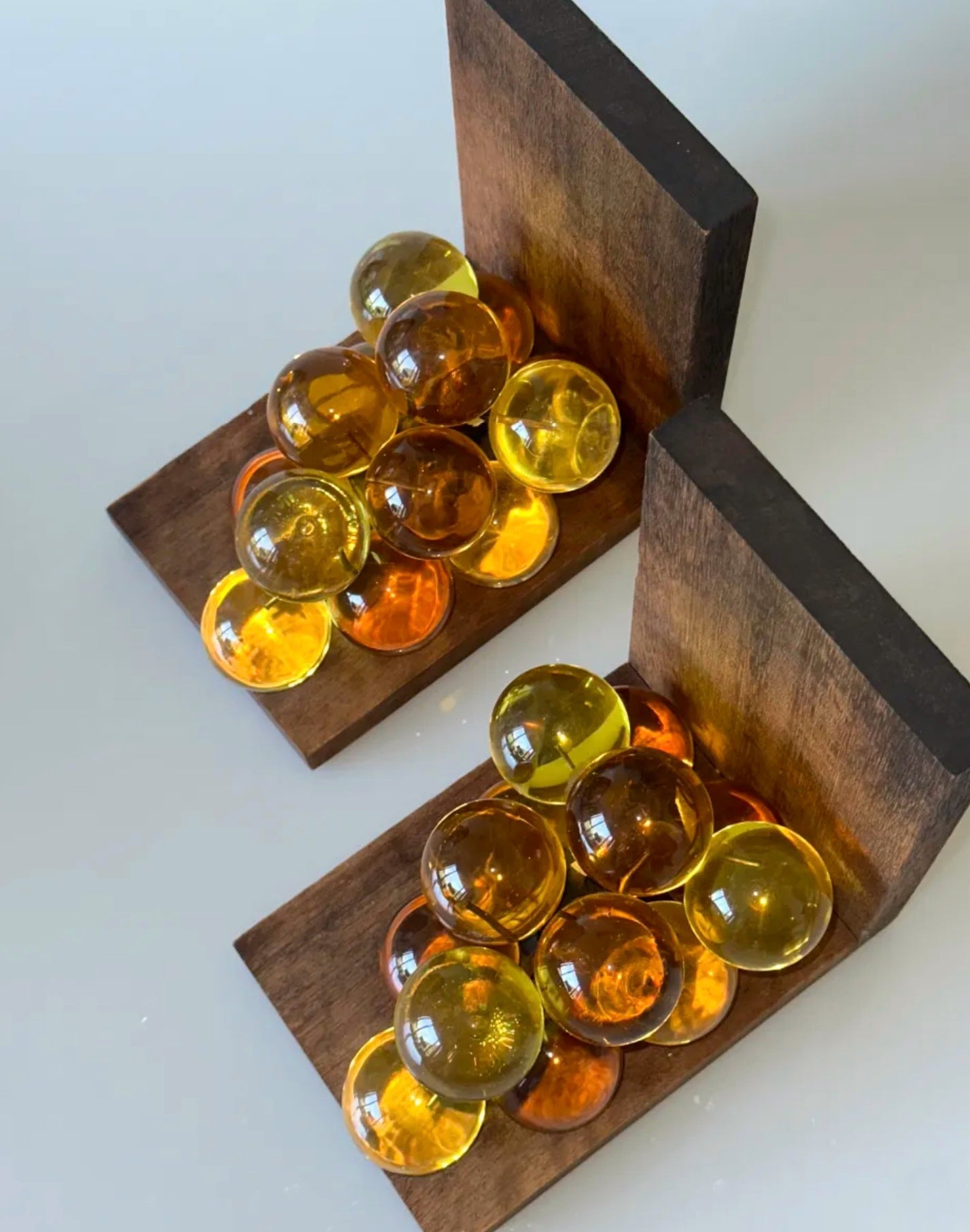 Amber Grape Cluster Bookends – USA, 1960s