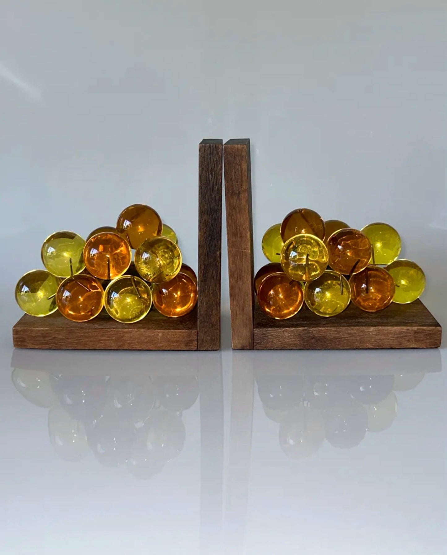 Amber Grape Cluster Bookends – USA, 1960s