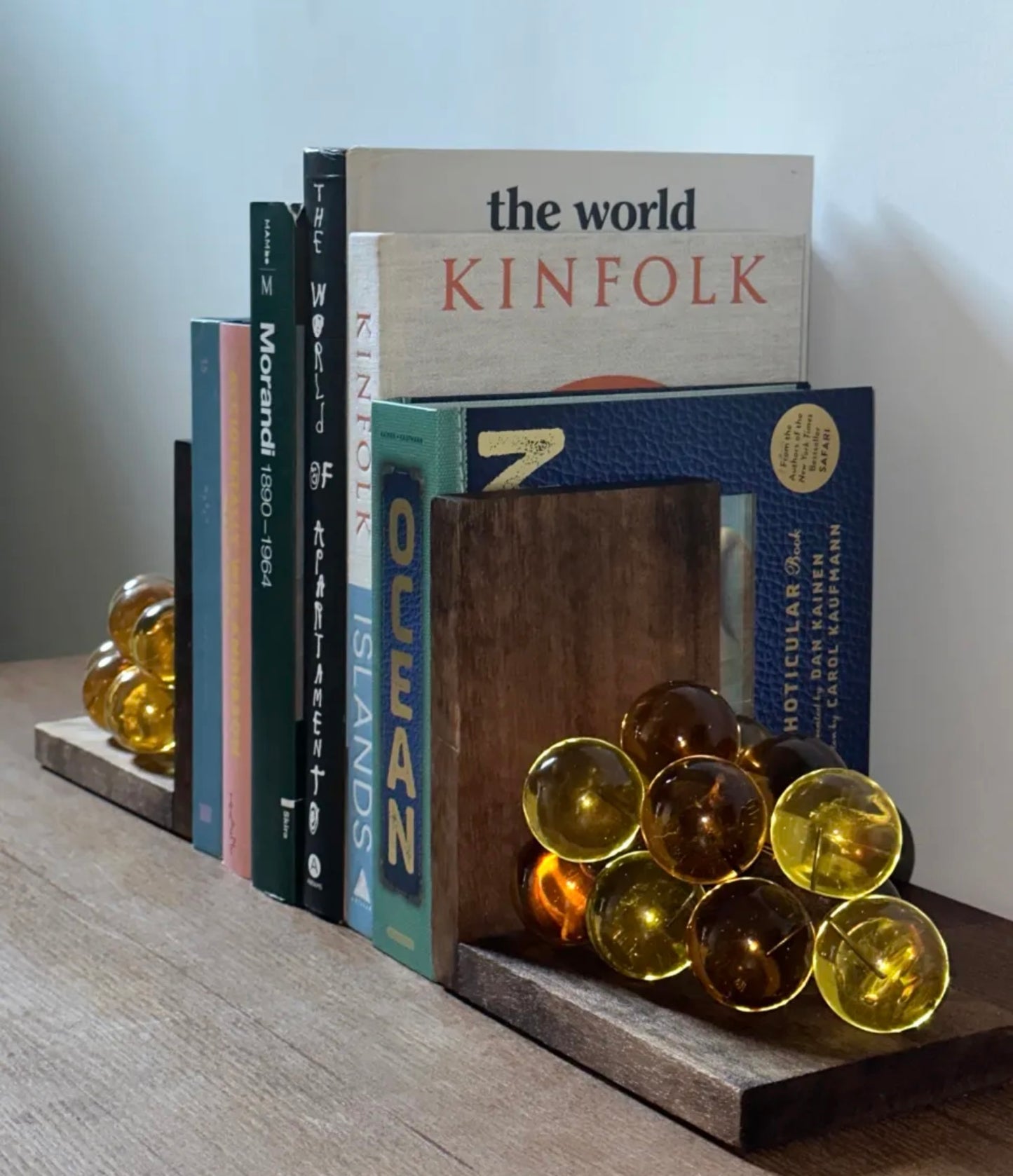 Amber Grape Cluster Bookends – USA, 1960s