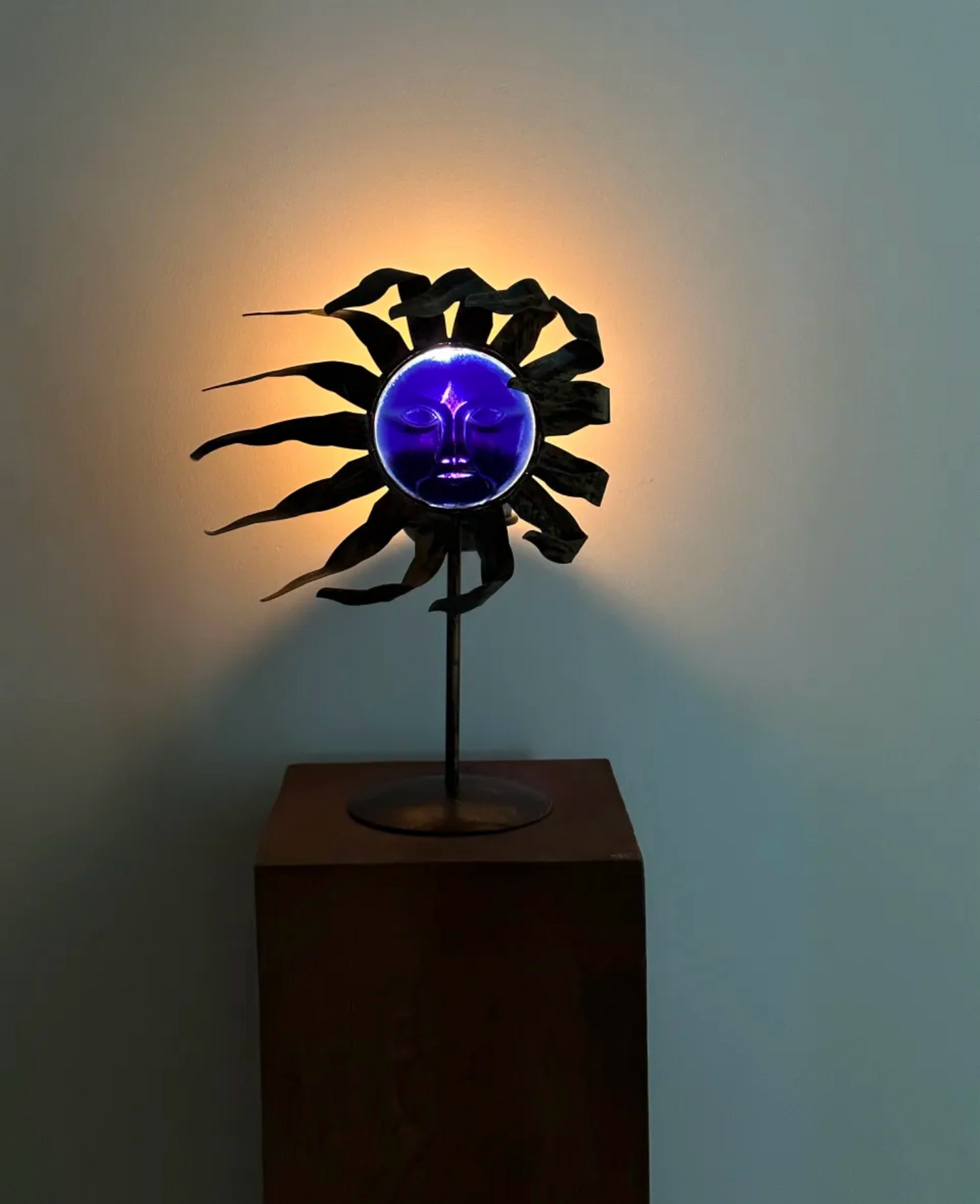 Solar Deity Candle Holder – Cobalt Sunface