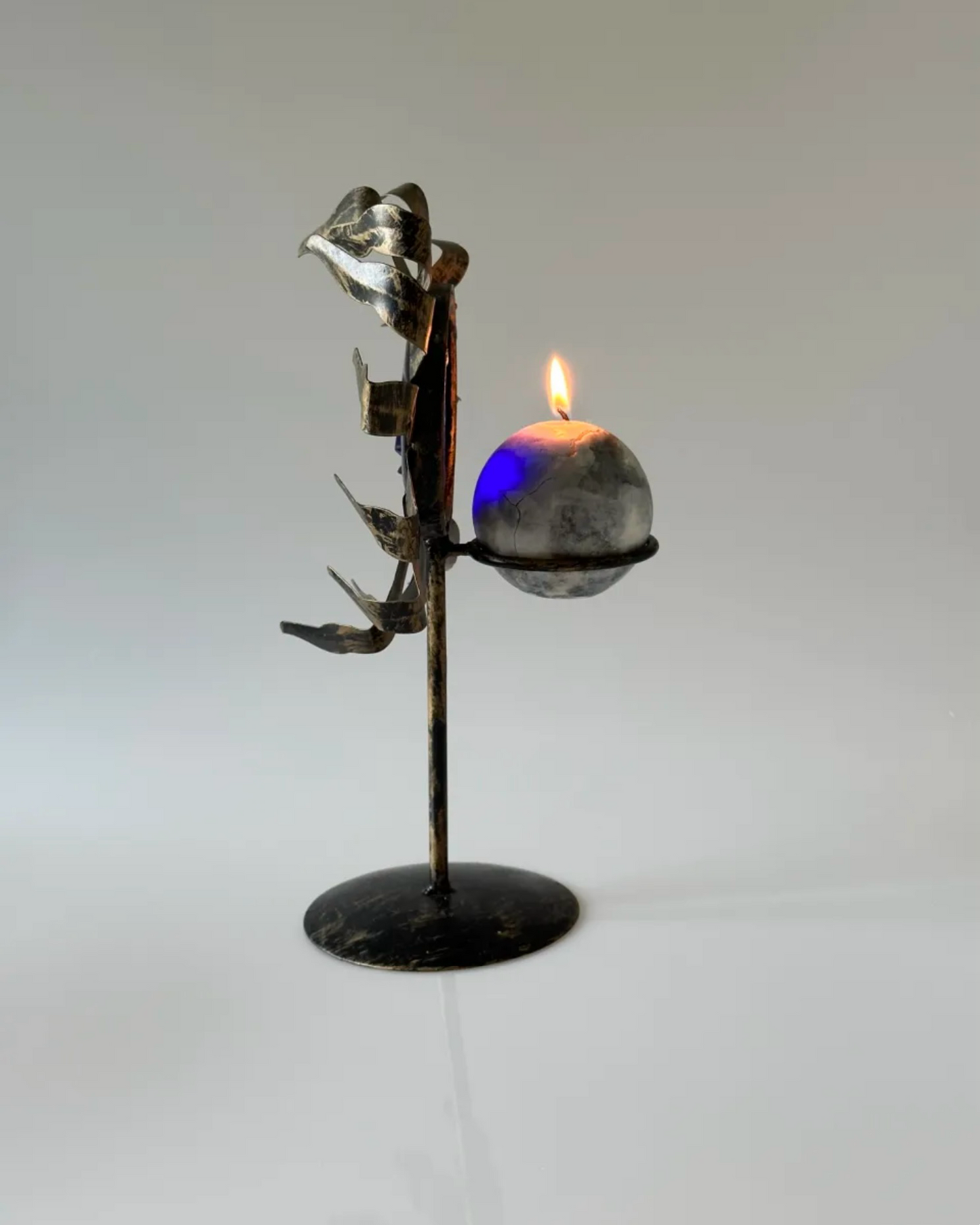 Solar Deity Candle Holder – Cobalt Sunface