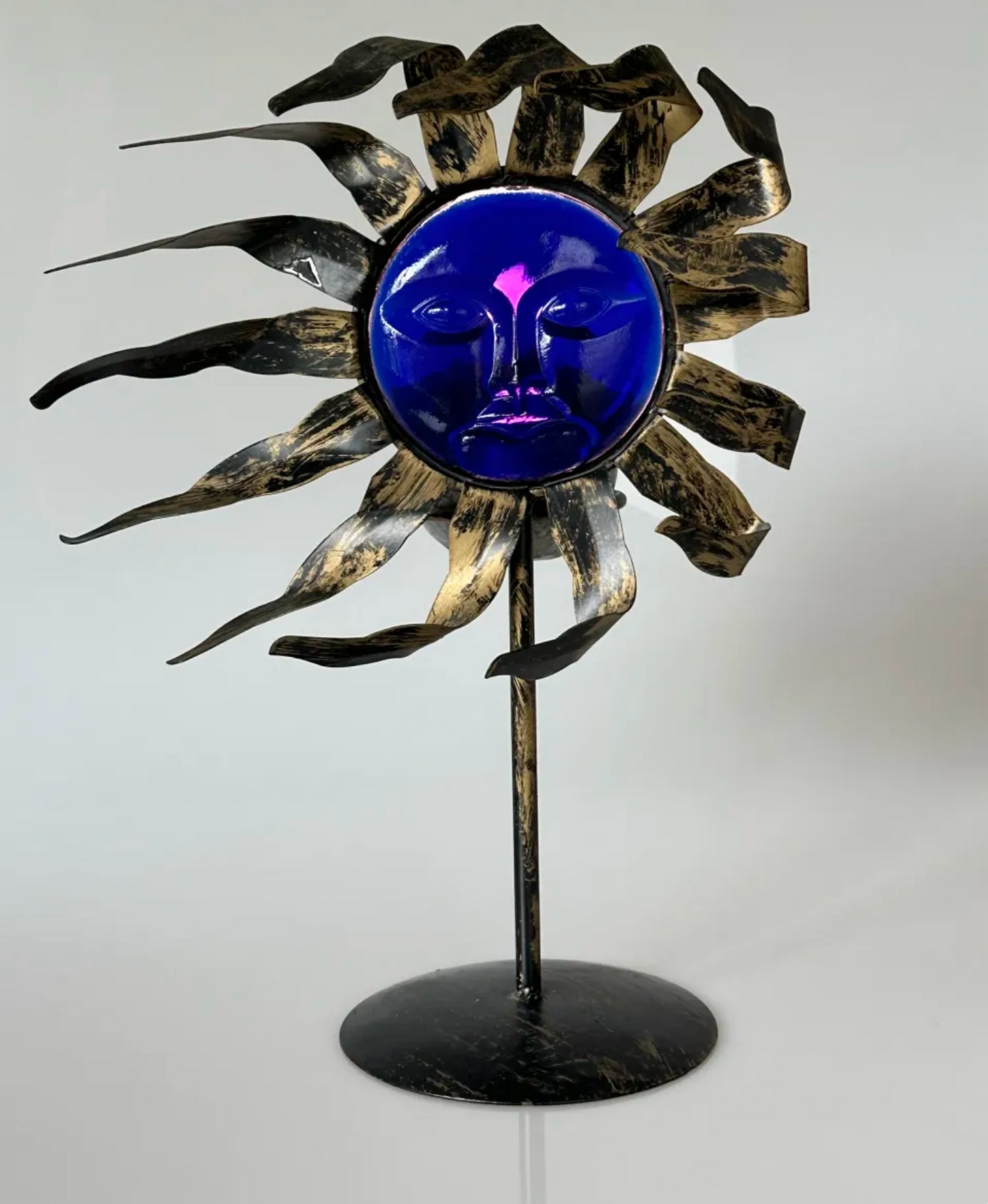 Solar Deity Candle Holder – Cobalt Sunface