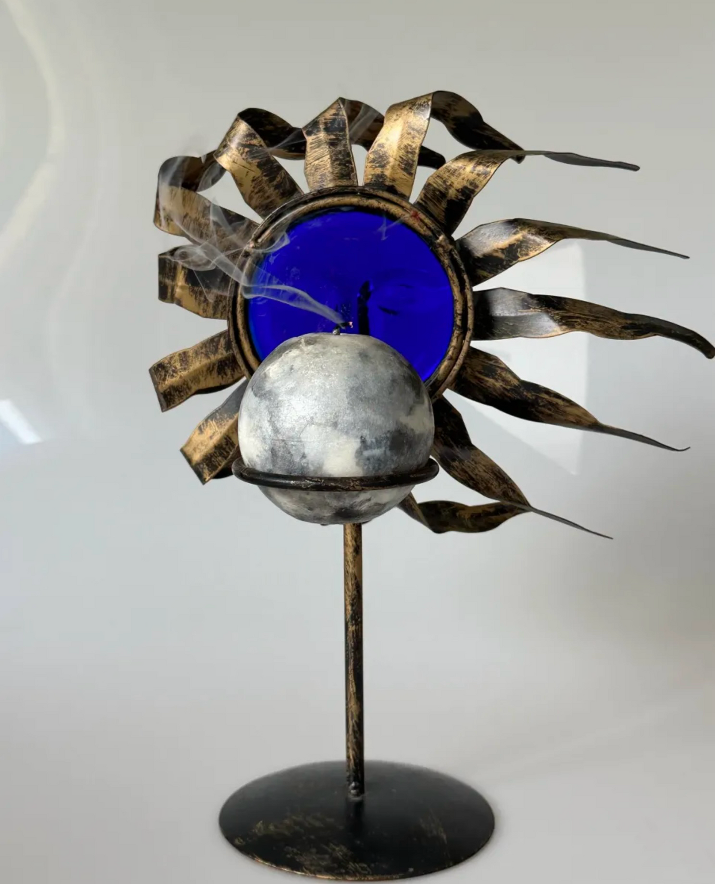 Solar Deity Candle Holder – Cobalt Sunface