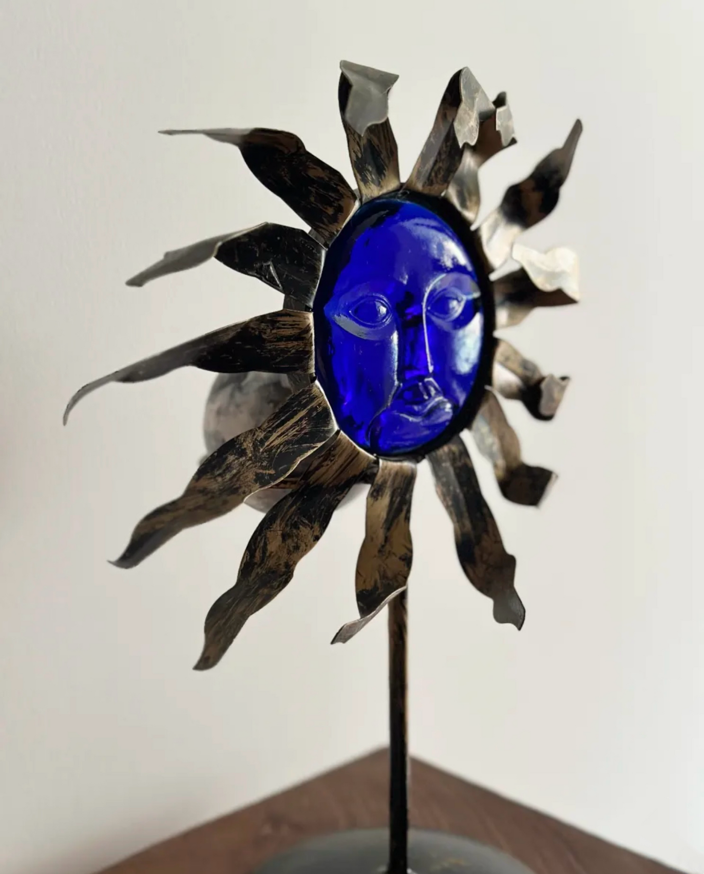 Solar Deity Candle Holder – Cobalt Sunface