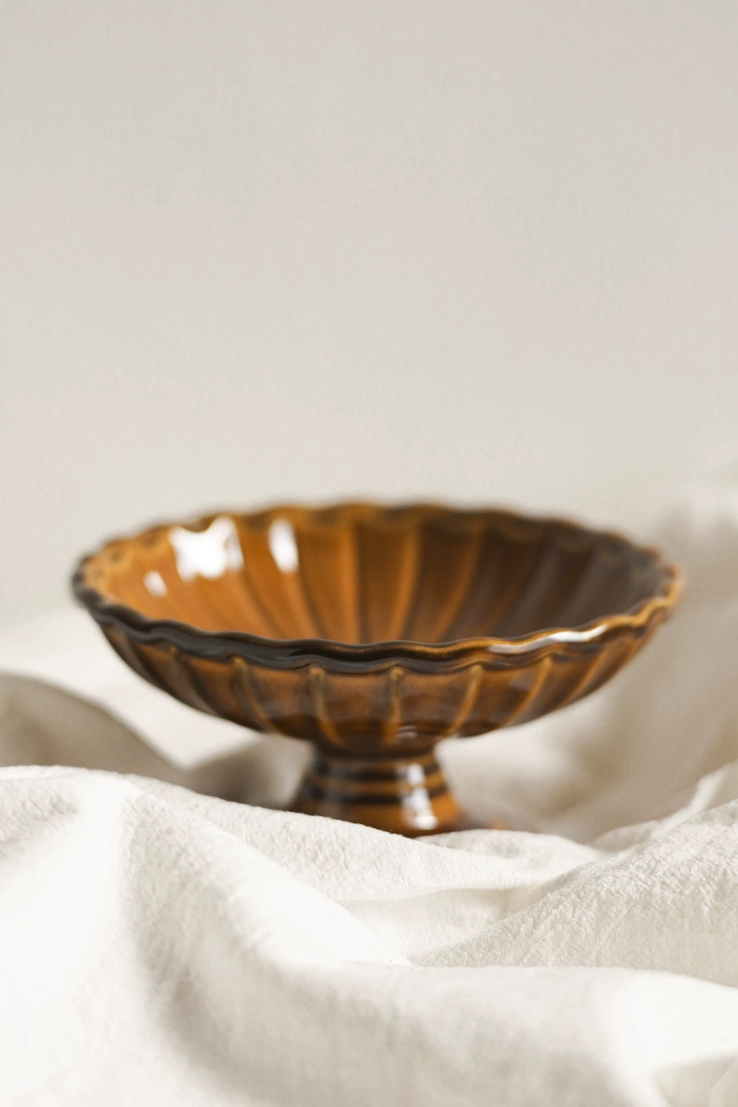Amber Fluted Pedestal Dish