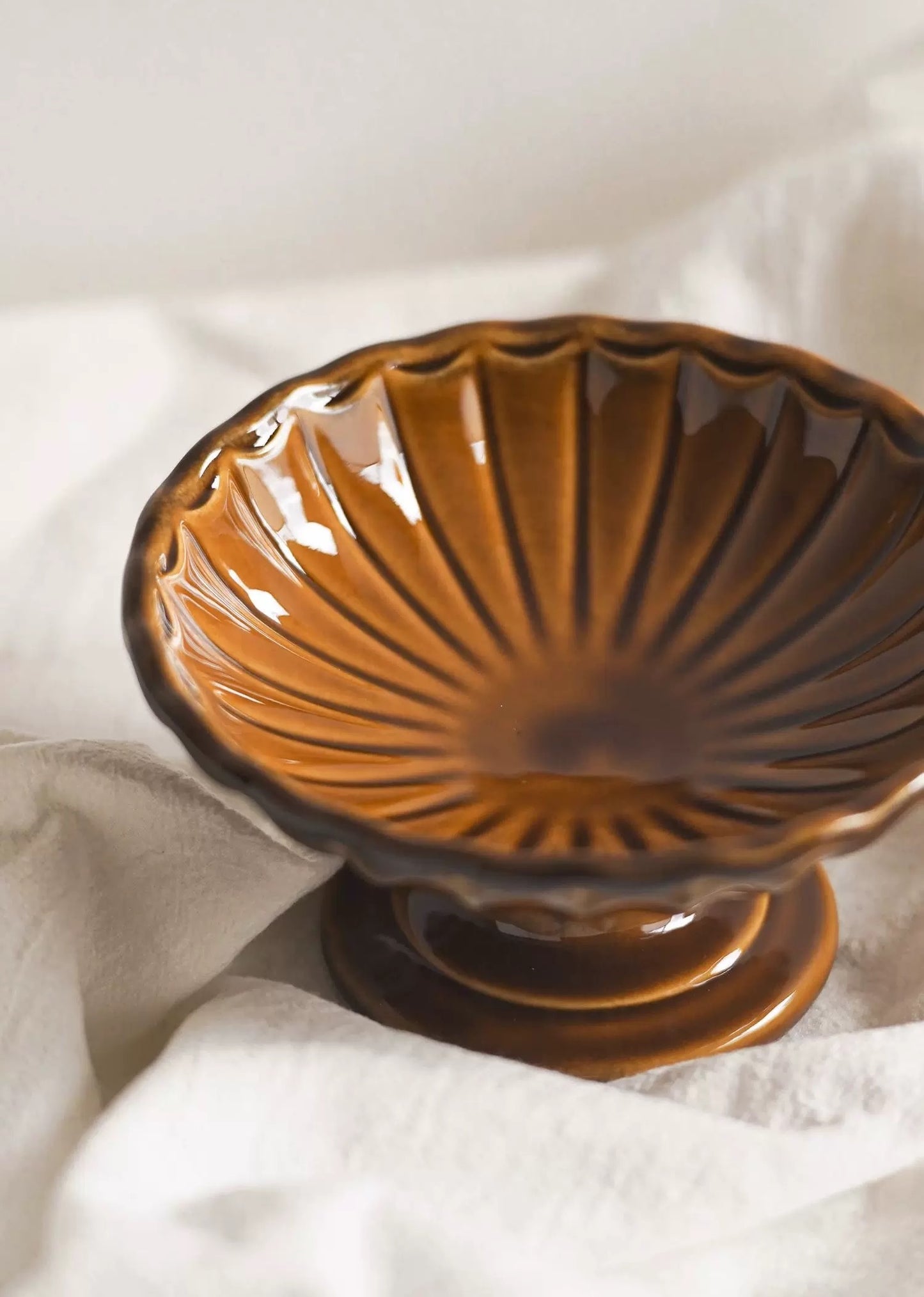 Amber Fluted Pedestal Dish