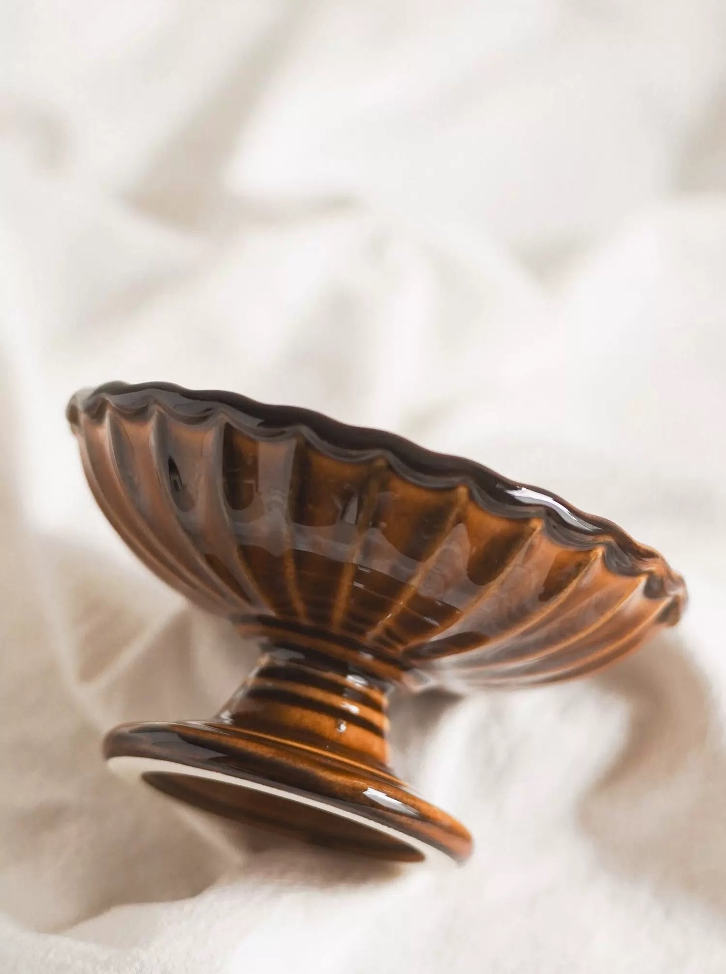 Amber Fluted Pedestal Dish
