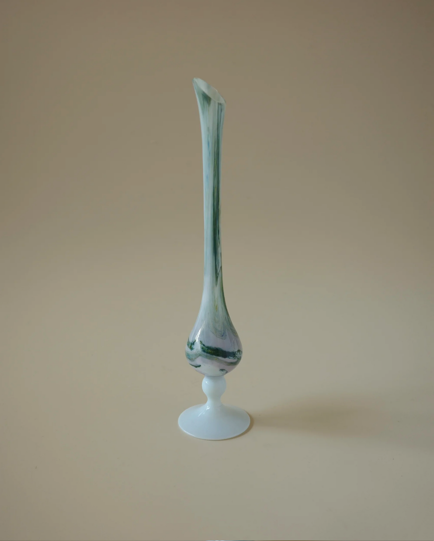 Swirled French Milk Glass Bud Vase – France, 1950s