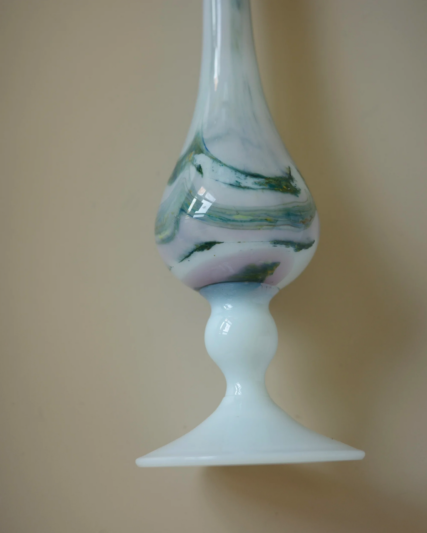 Swirled French Milk Glass Bud Vase – France, 1950s