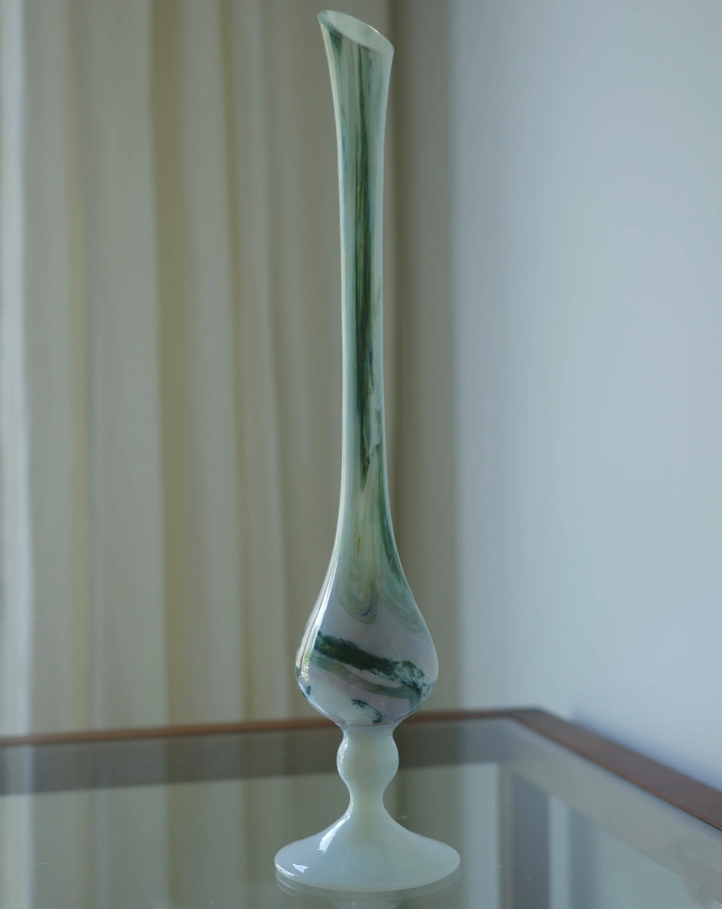 Swirled French Milk Glass Bud Vase – France, 1950s