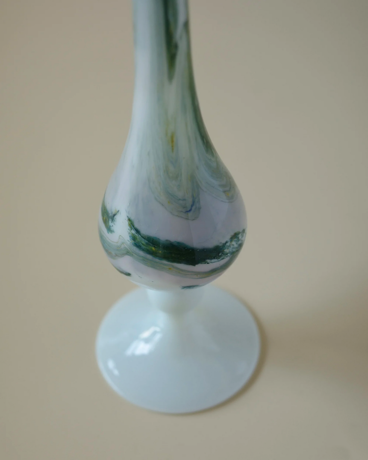 Swirled French Milk Glass Bud Vase – France, 1950s