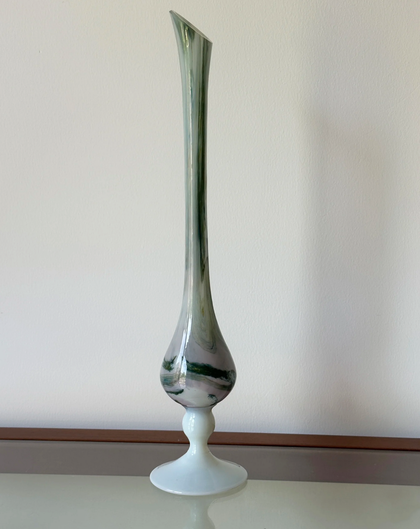 Swirled French Milk Glass Bud Vase – France, 1950s