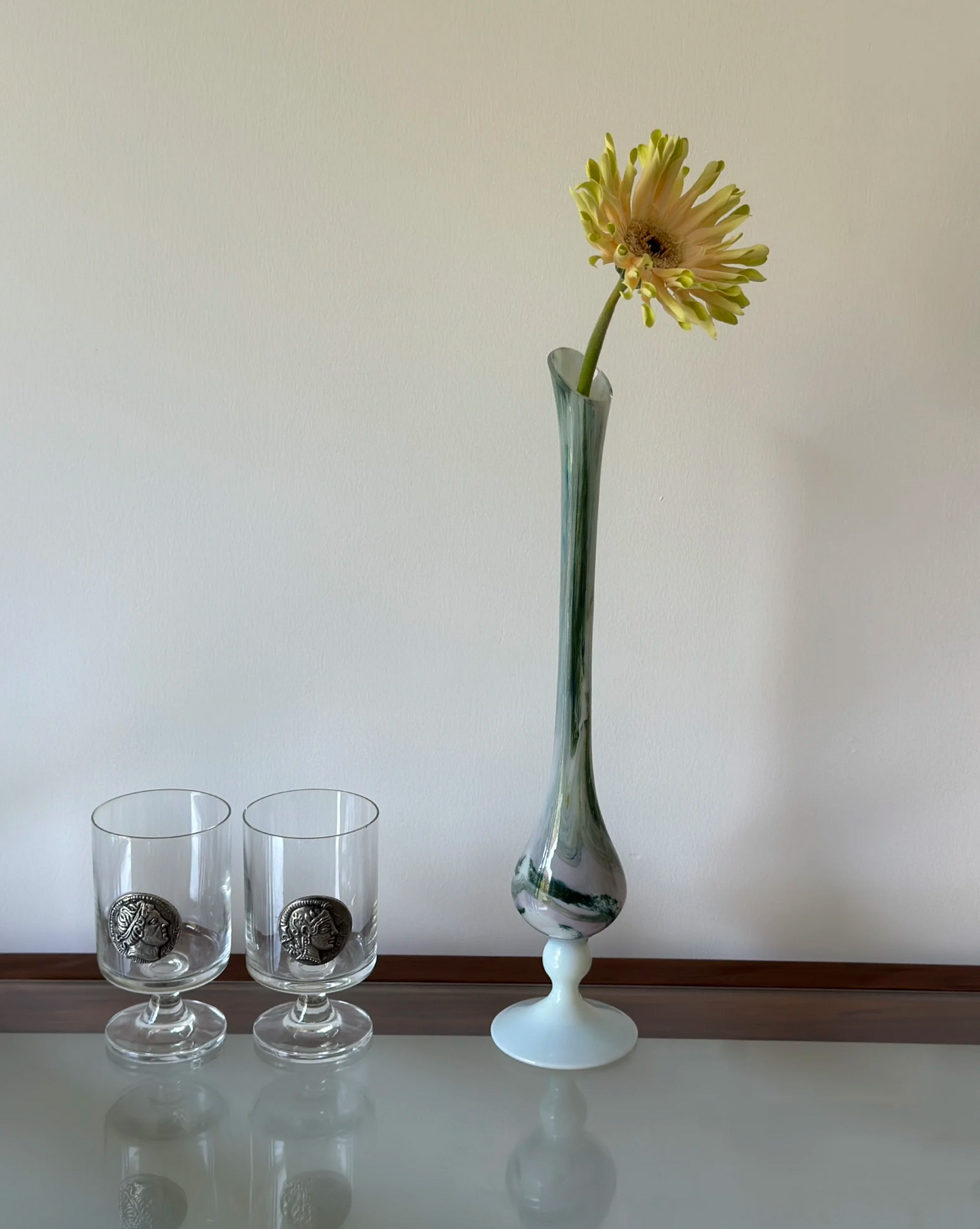Swirled French Milk Glass Bud Vase – France, 1950s