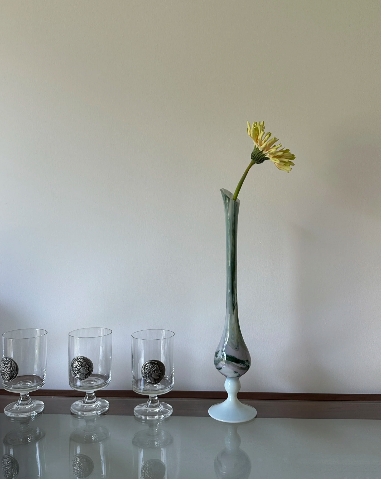Swirled French Milk Glass Bud Vase – France, 1950s