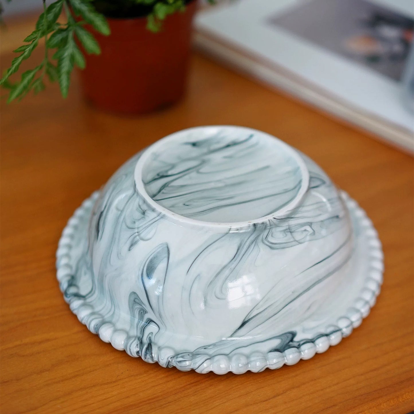 Marbled Pearl Rim Ceramic Bowl