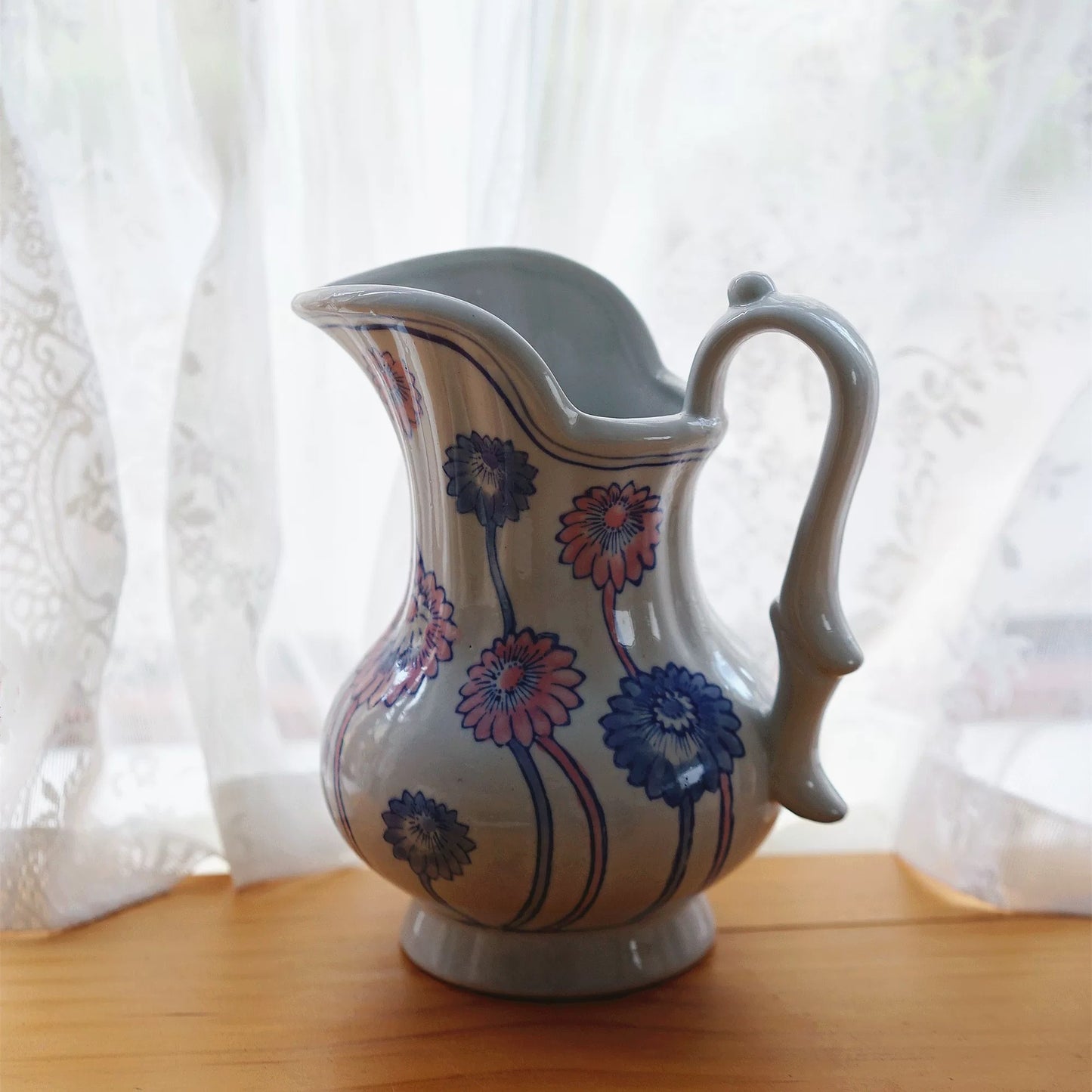 Pastel Daisy Ceramic Pitcher Vase