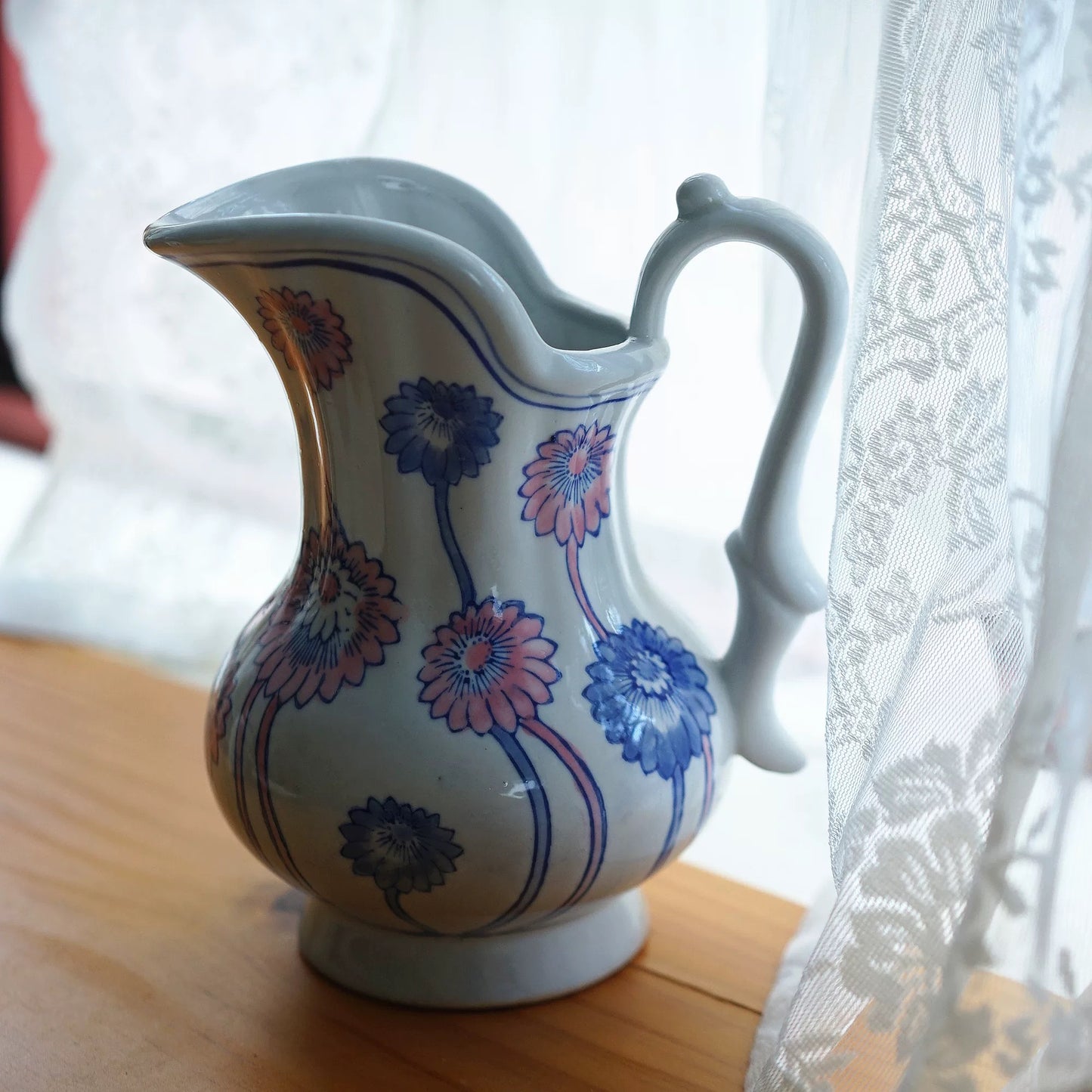 Pastel Daisy Ceramic Pitcher Vase