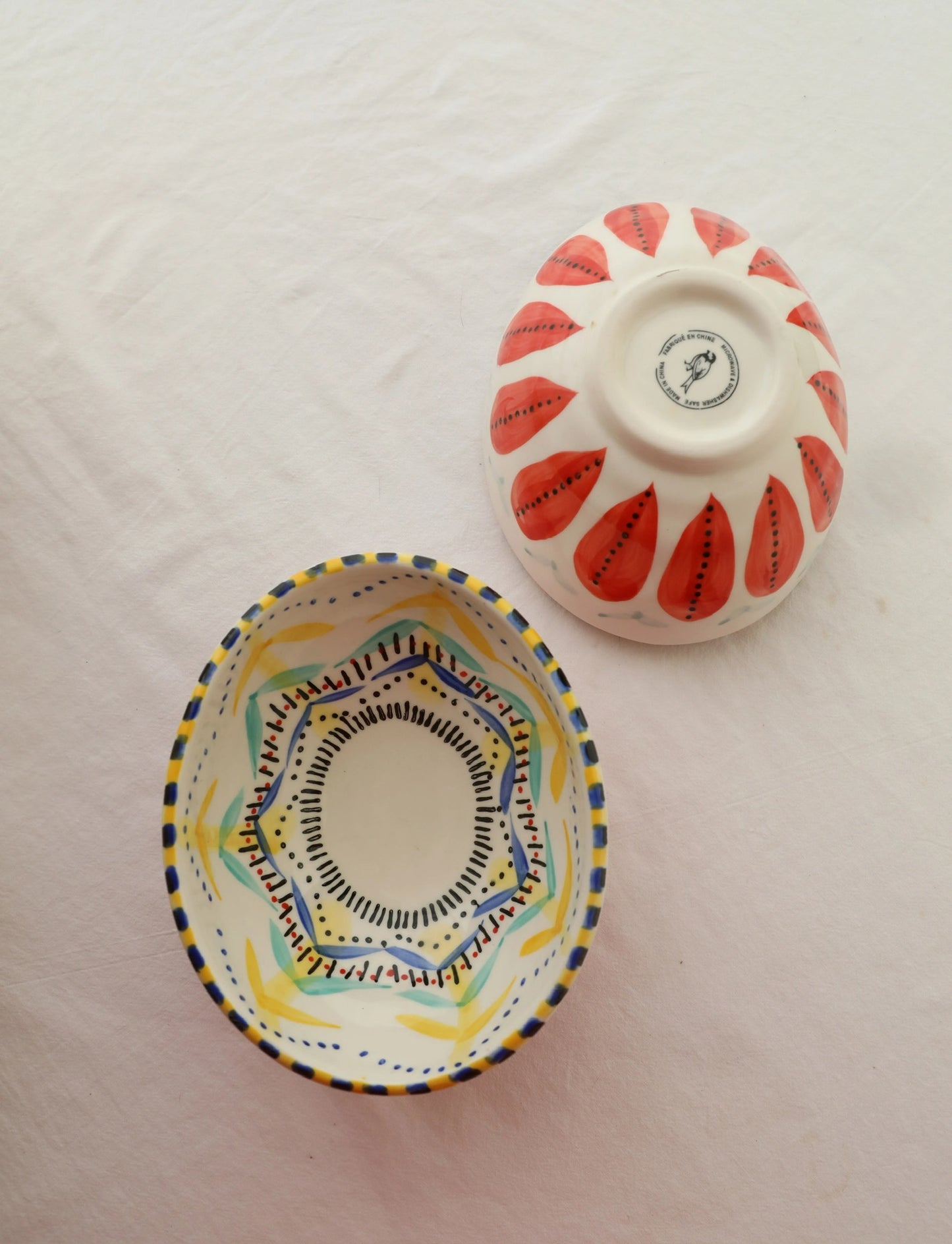 Vibrant Hand-Made Ceramic Bowls sunburst whimsy