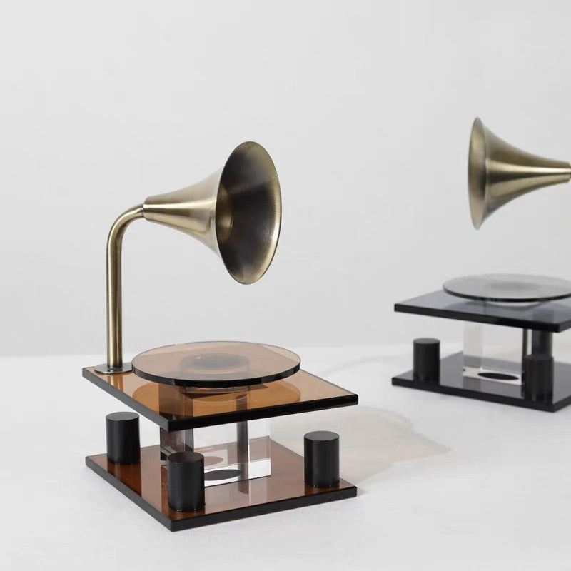 Crystal Mosaic Gramophone-Inspired Decorative Piece