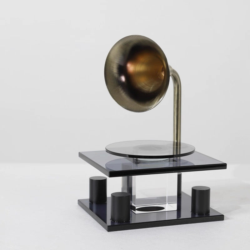 Crystal Mosaic Gramophone-Inspired Decorative Piece
