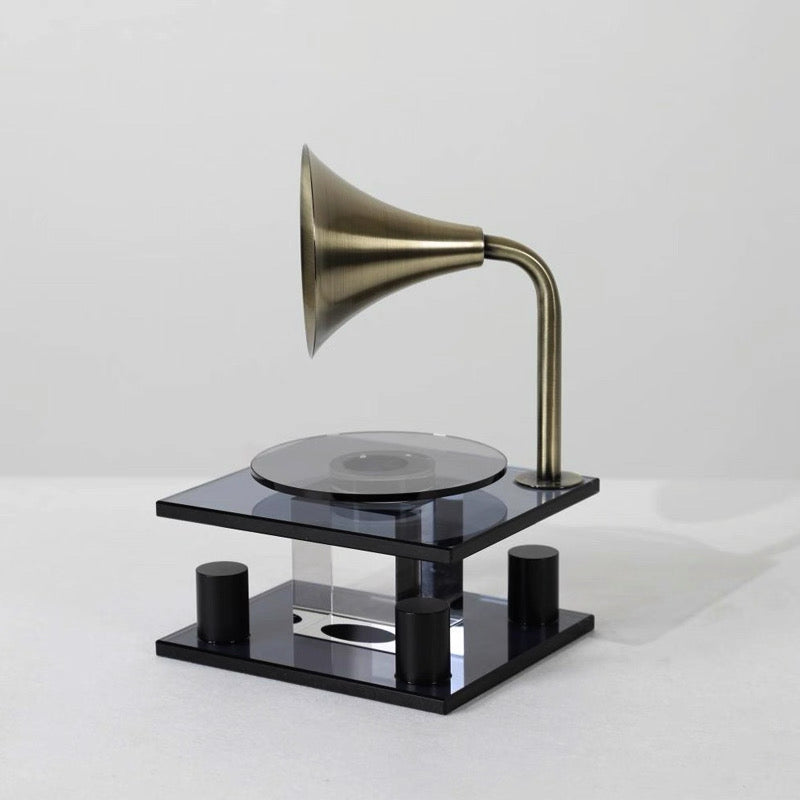 Crystal Mosaic Gramophone-Inspired Decorative Piece