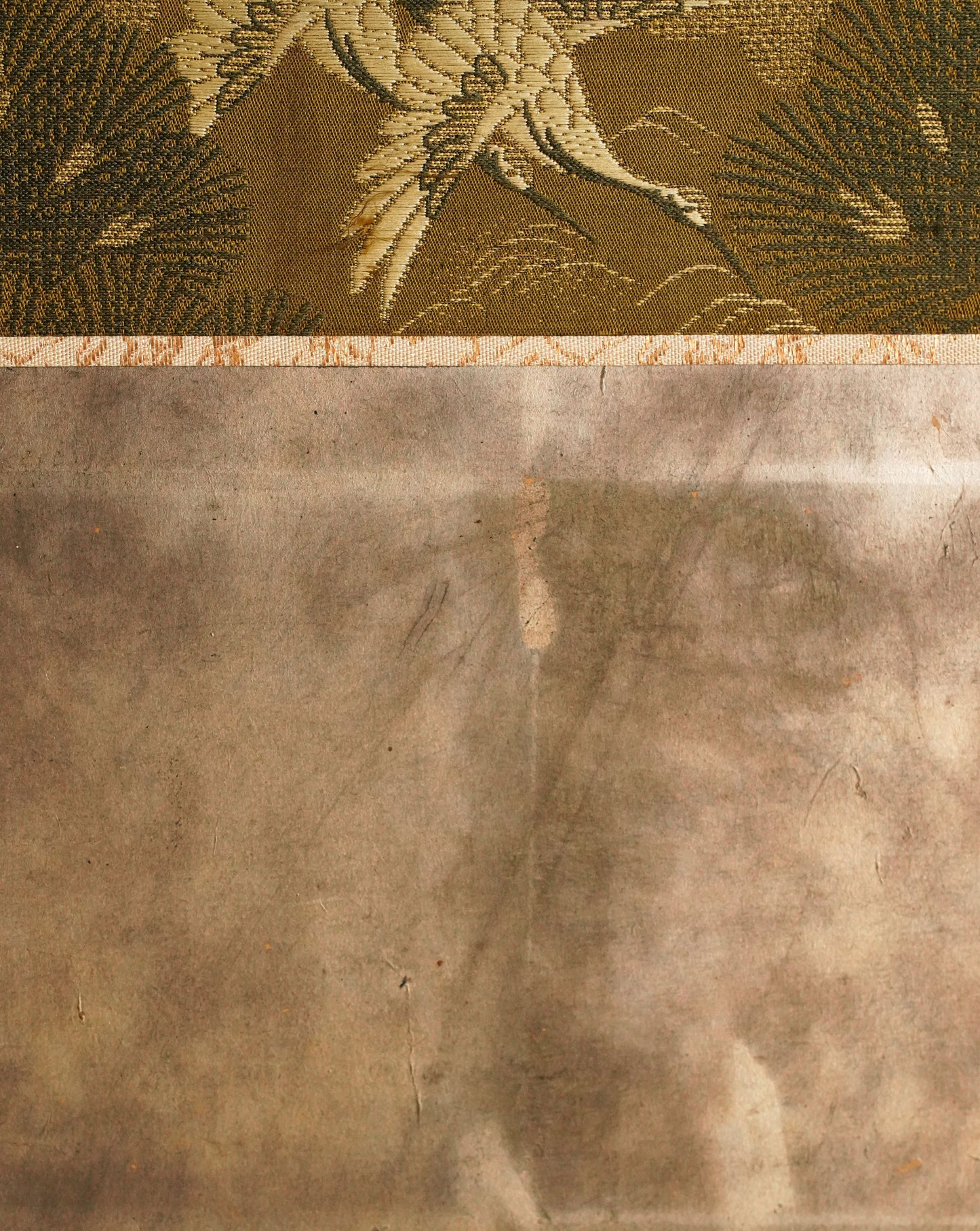 Japanese Edo Period Silver Foil Folding Screen with Sparrows in Rice Fields