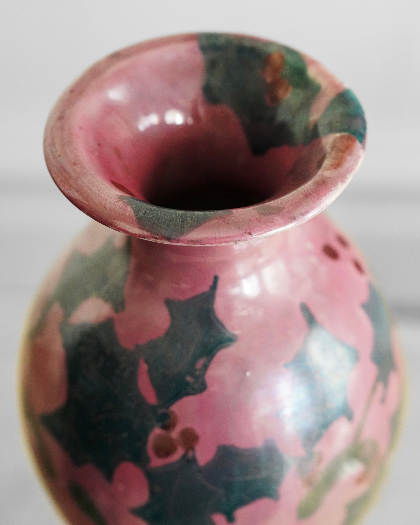 Lise B Moorcroft Signed Hand-Painted Pink Ceramic Vase