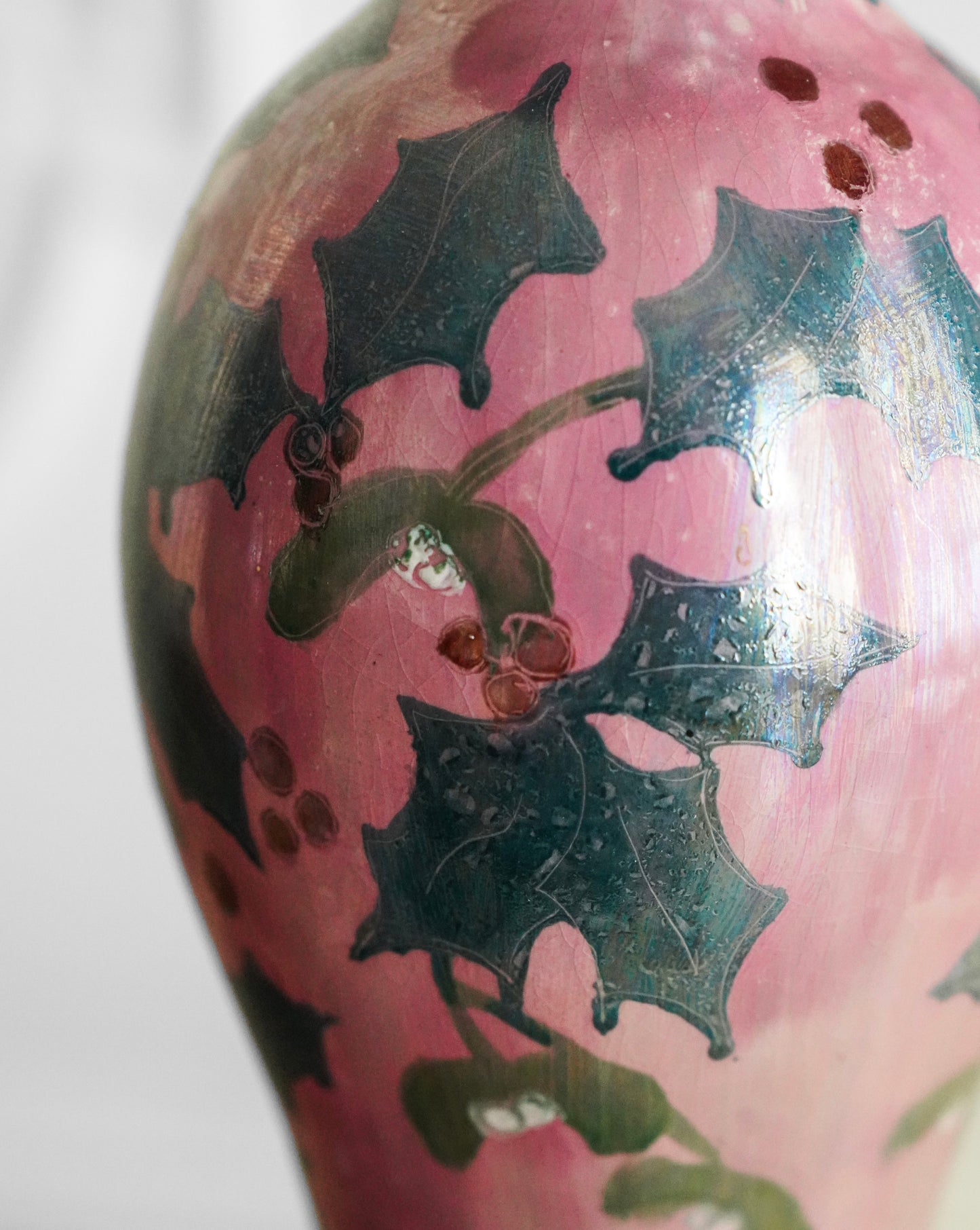 Lise B Moorcroft Signed Hand-Painted Pink Ceramic Vase