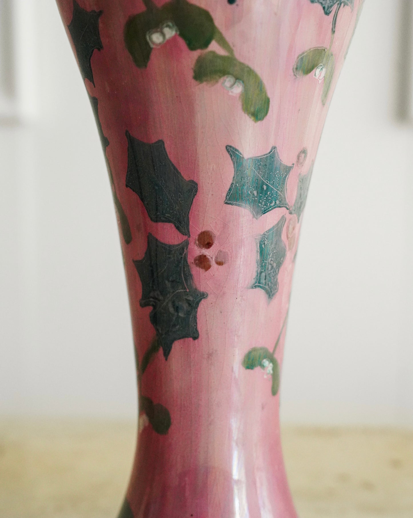 Lise B Moorcroft Signed Hand-Painted Pink Ceramic Vase