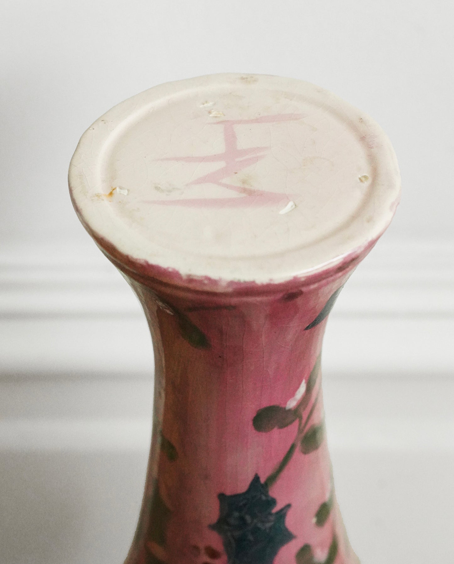 Lise B Moorcroft Signed Hand-Painted Pink Ceramic Vase