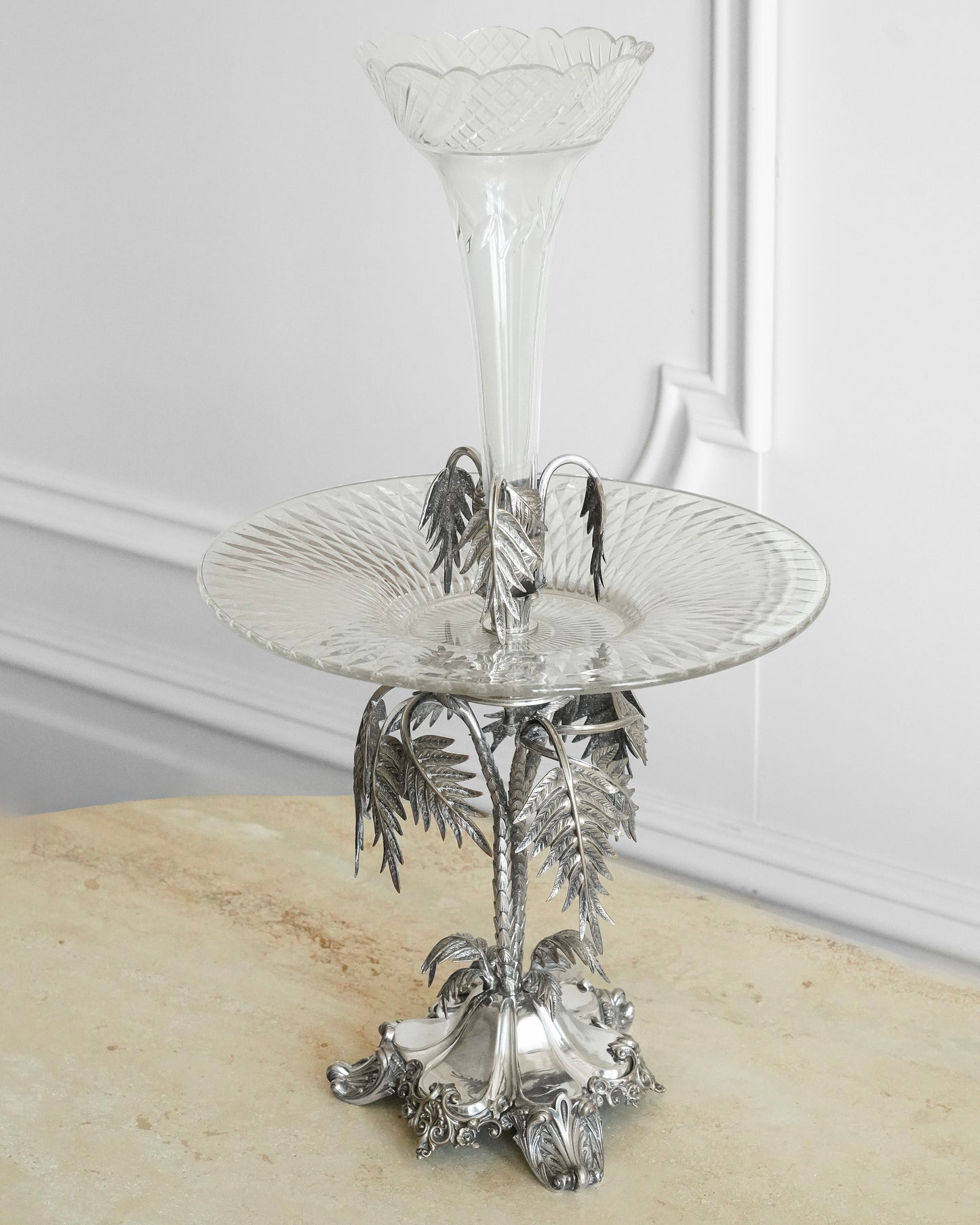 Palm Tree Crystal Epergne Centerpiece
