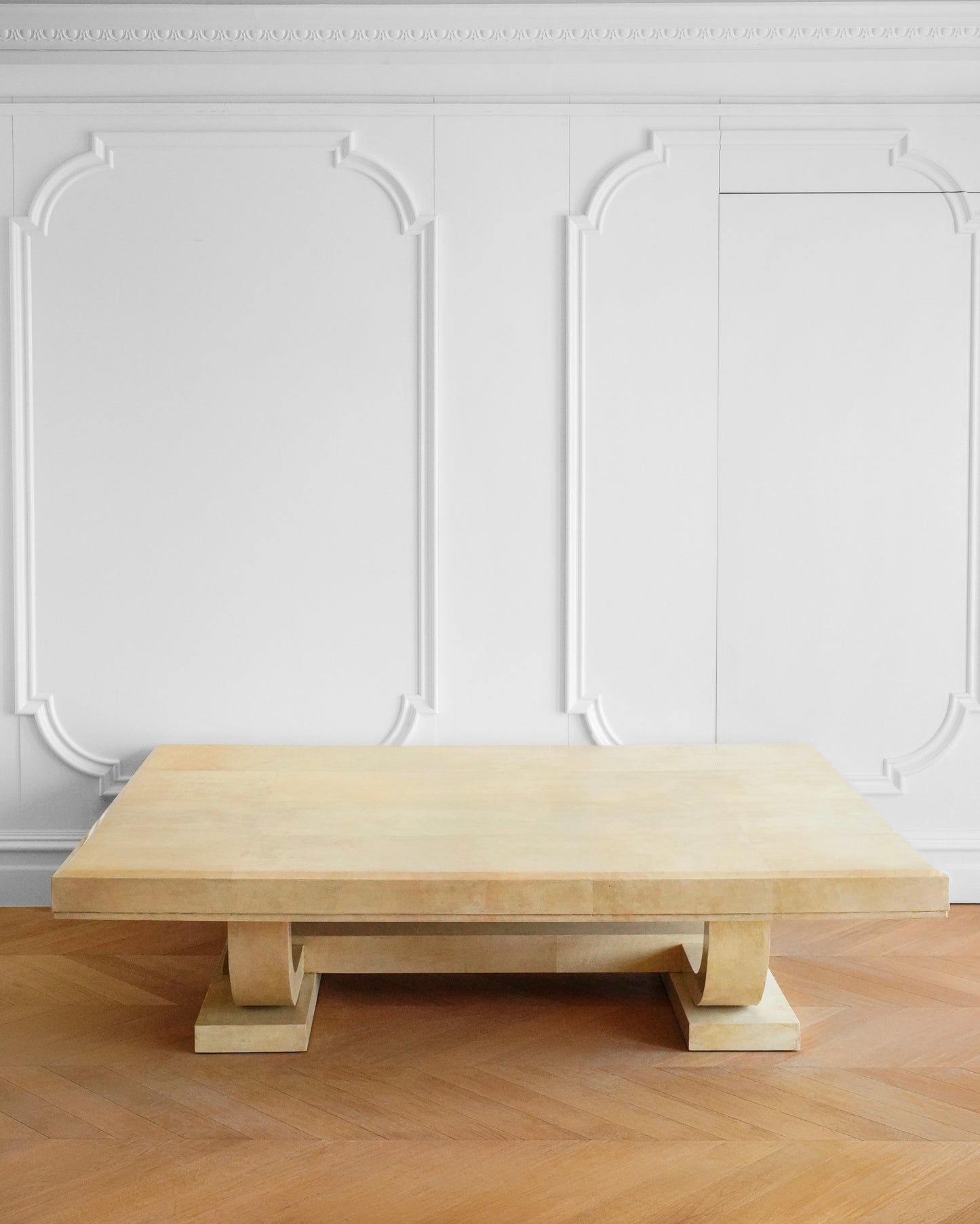 Italian 1900s Art Deco Parchment Beech Coffee Table