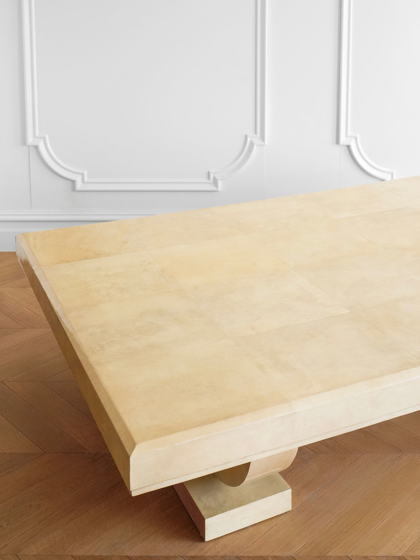 Italian 1900s Art Deco Parchment Beech Coffee Table