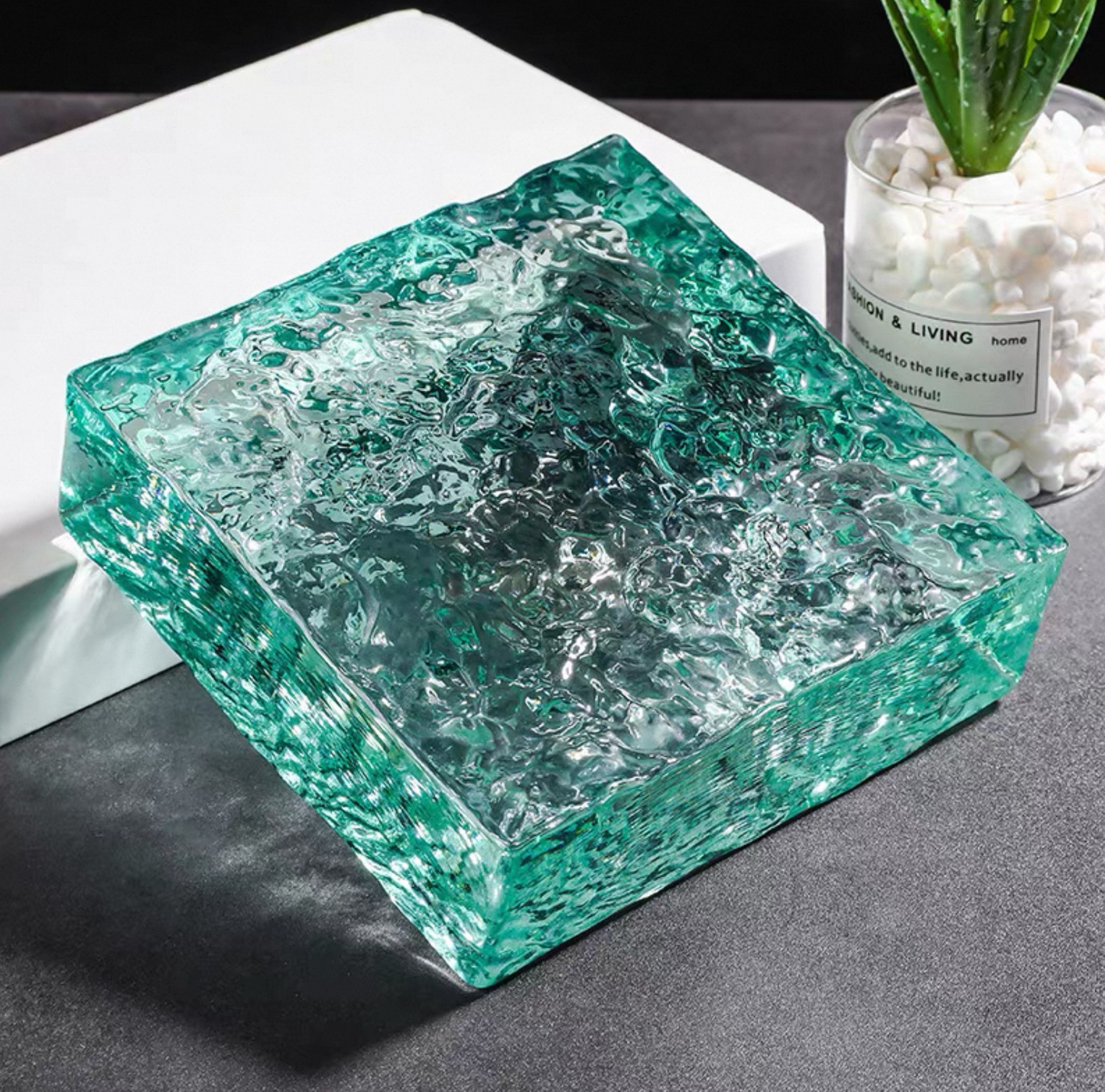 Ice Crystal Glacier Mint glass brick with cool translucent texture by MIOLISM