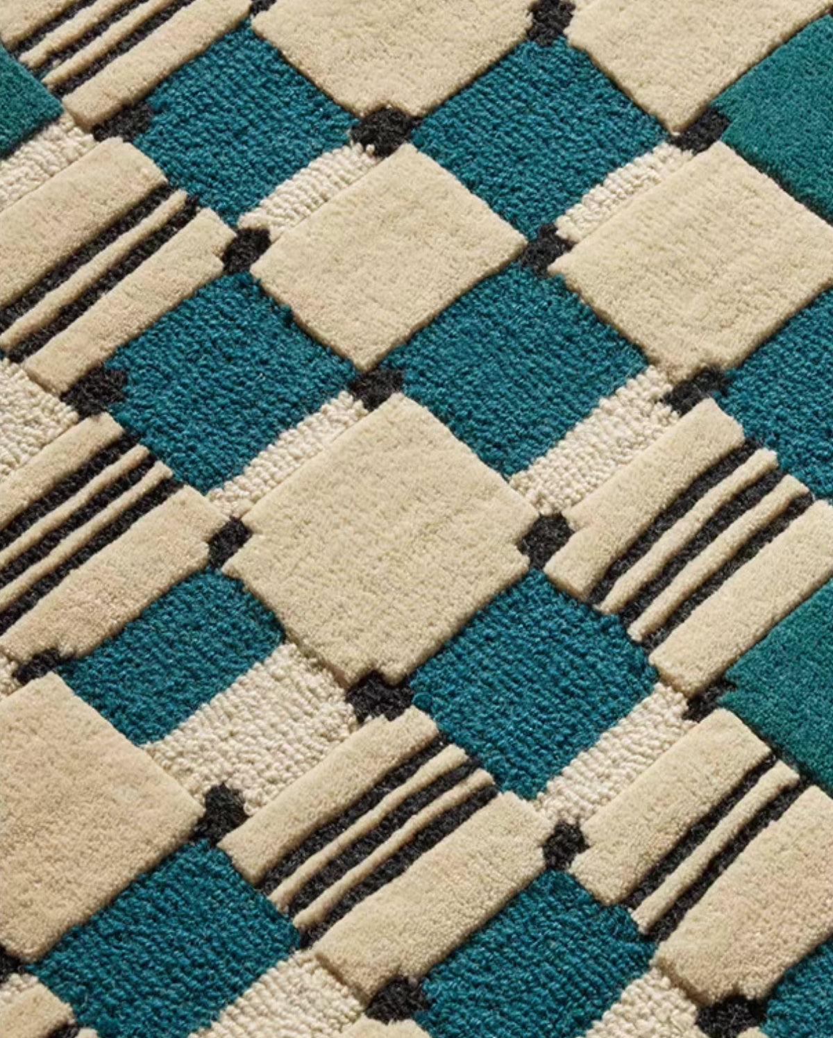 Grid Echo Handwoven Rug – Deep Blue