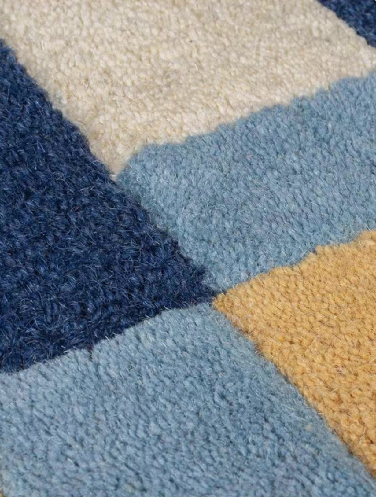 Bauhaus Border Handwoven Rug – Morandi Blue