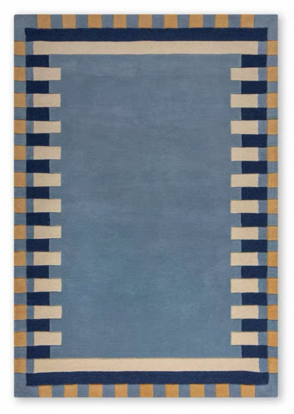 Bauhaus Border Handwoven Rug – Morandi Blue
