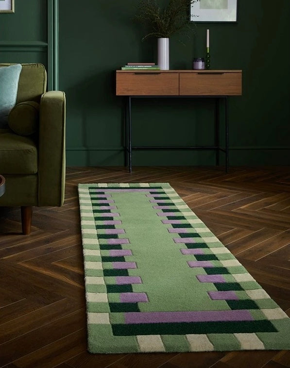Bauhaus Border Handwoven Rug – Laurel Green