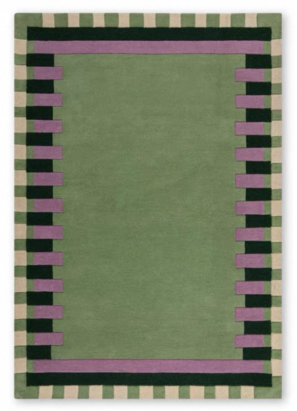 Bauhaus Border Handwoven Rug – Laurel Green
