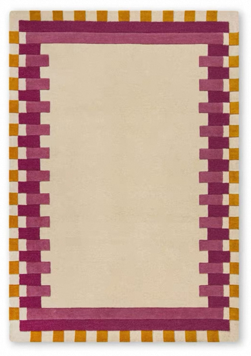 Bauhaus Border Handwoven Rug – Cream Rose