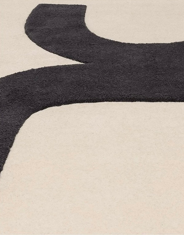 Bauhaus Form Handwoven Rug – Charcoal Cream