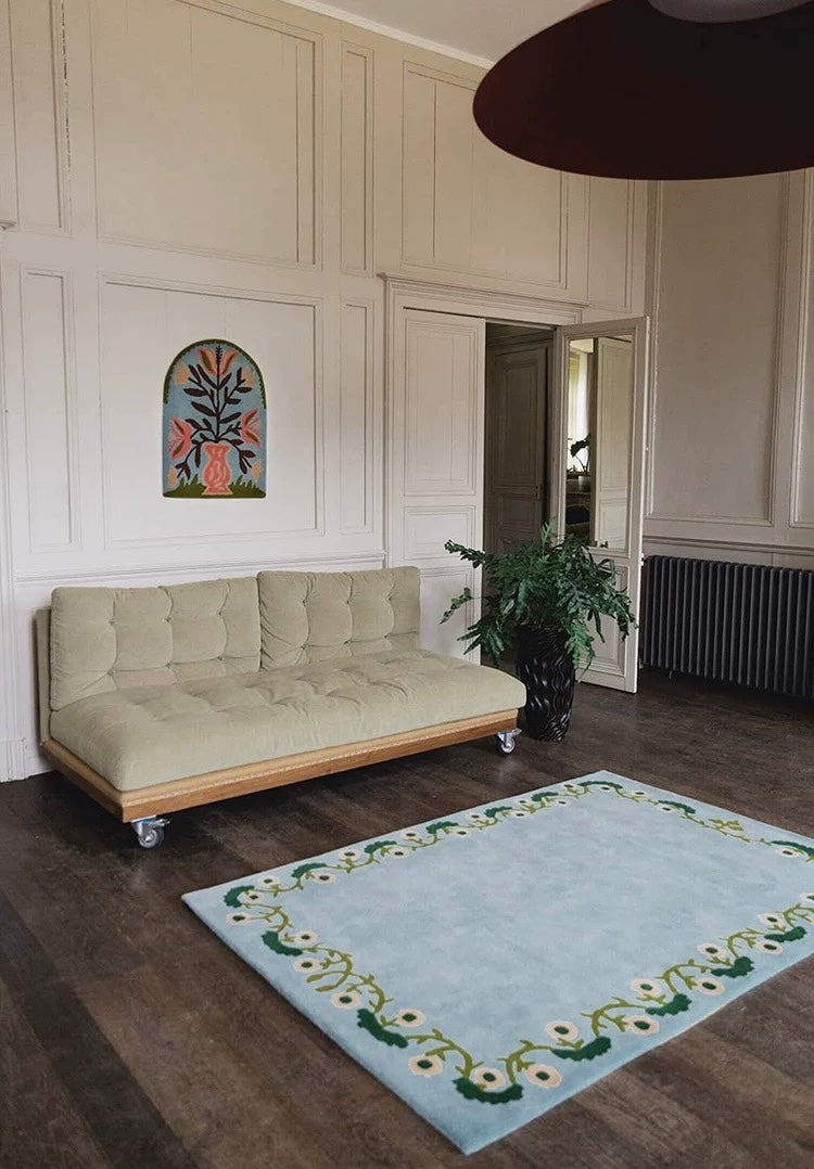 Fleur de Ciel Handwoven Rug – Soft Blue
